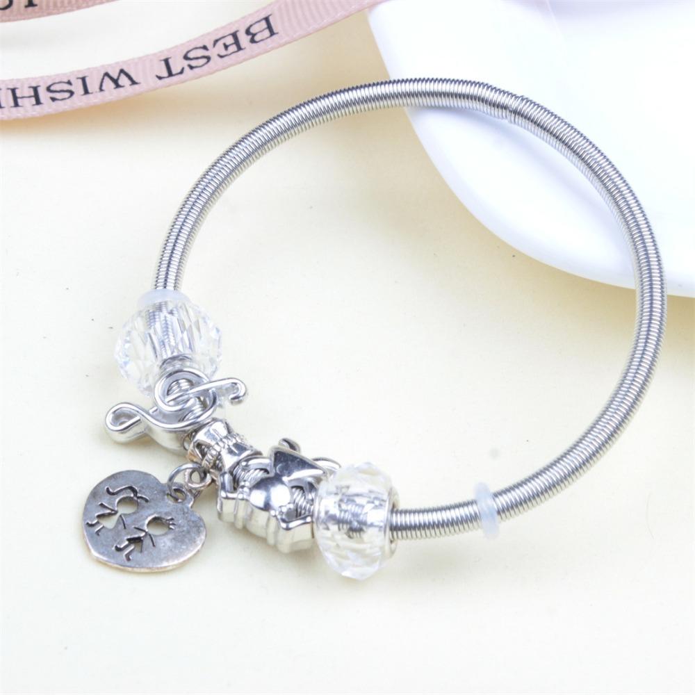 Beaded Bracelet Bangle Multi Element Stainless Steel Copper Alloy Open Spring Snake Bone Chain