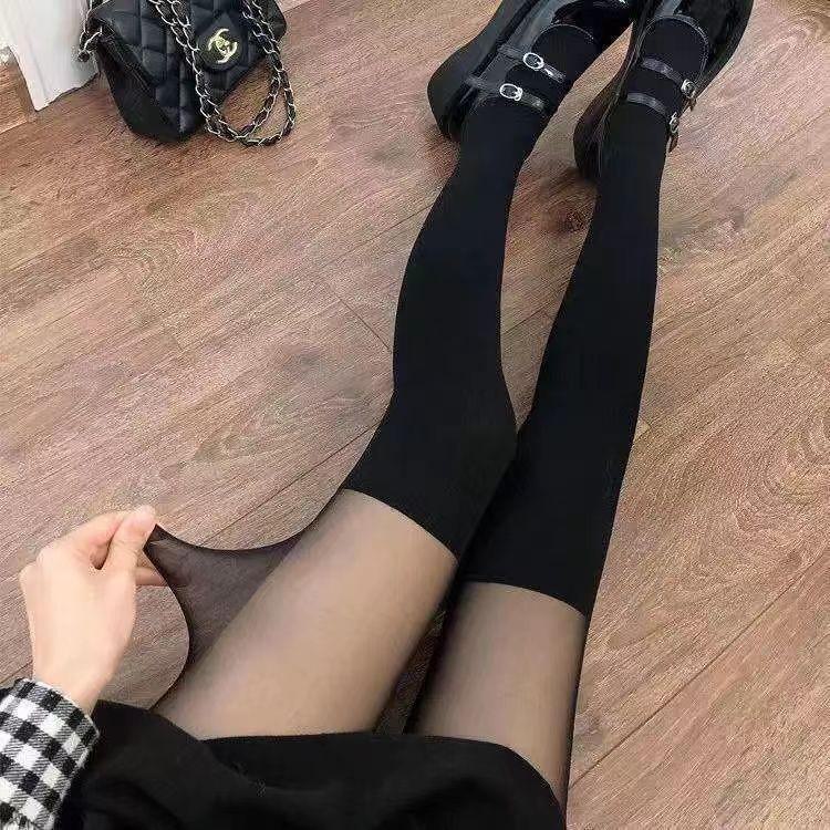 

Женские чулки выше колена в японском стиле, черно-белые One Size чёрный