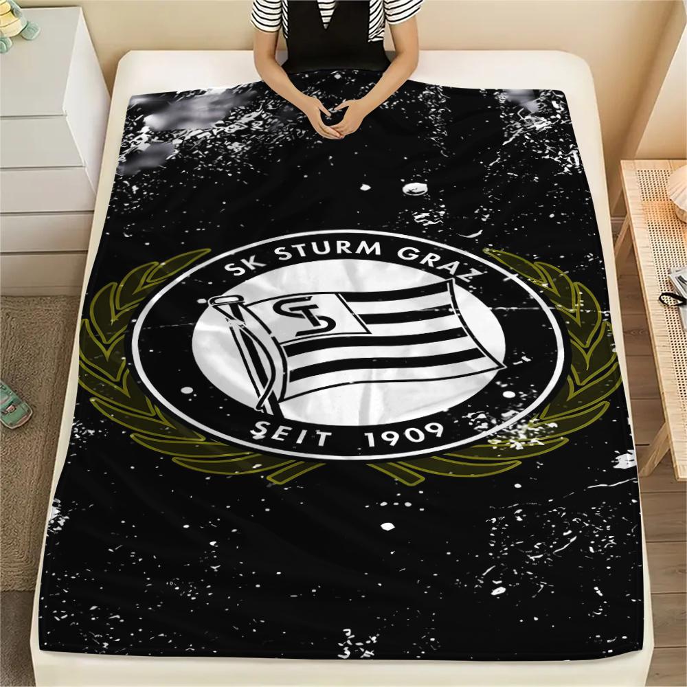 1 шт. Фланелевое одеяло с принтом SK Sturm Graz, Высокое качество, Для всех сезонов, Декор для дома, Тепло и уют, Идеально для рождественских подарков 80cm x 120cm