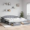 Vidaxl Extendable Sofa With Drawers, Light Gray, 100X200 Cm, Fabric