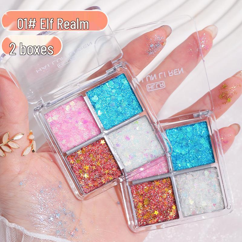 Children's Day Glittering 4-Color Eyeshadow Palette for Parties & Stage Makeup