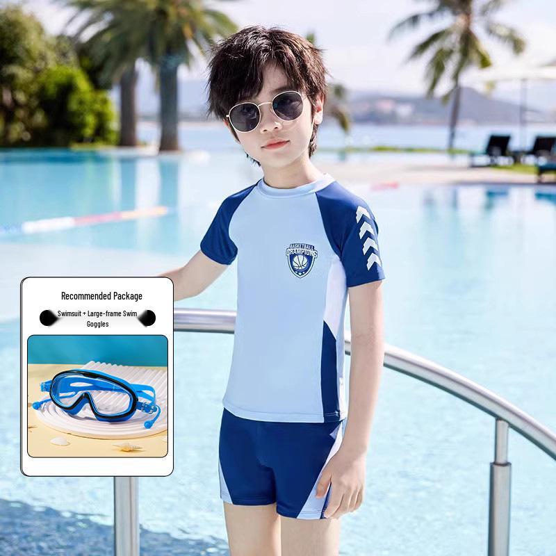 Fato de Banho Dividido para Meninos 2025: Roupa de Banho de Secagem Rápida e Proteção Solar para Crianças