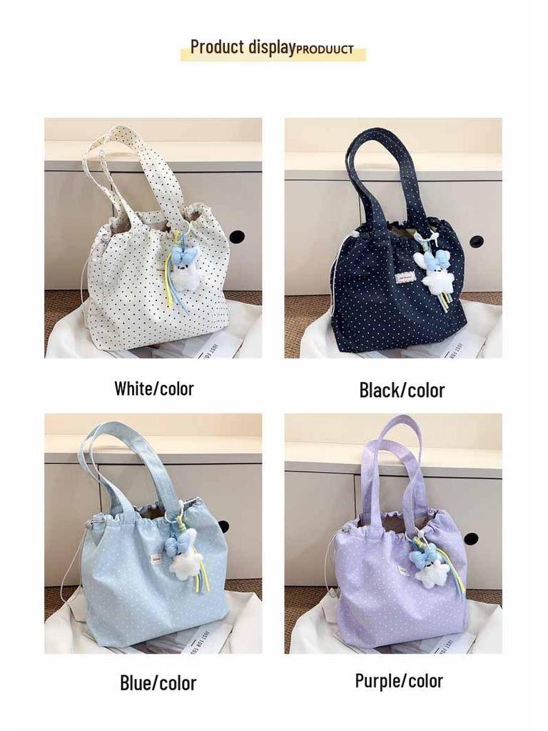 2026 Spring/Summer Korean-Style Polka Dot Girly Tote - Versatile Commute Shoulder Bag