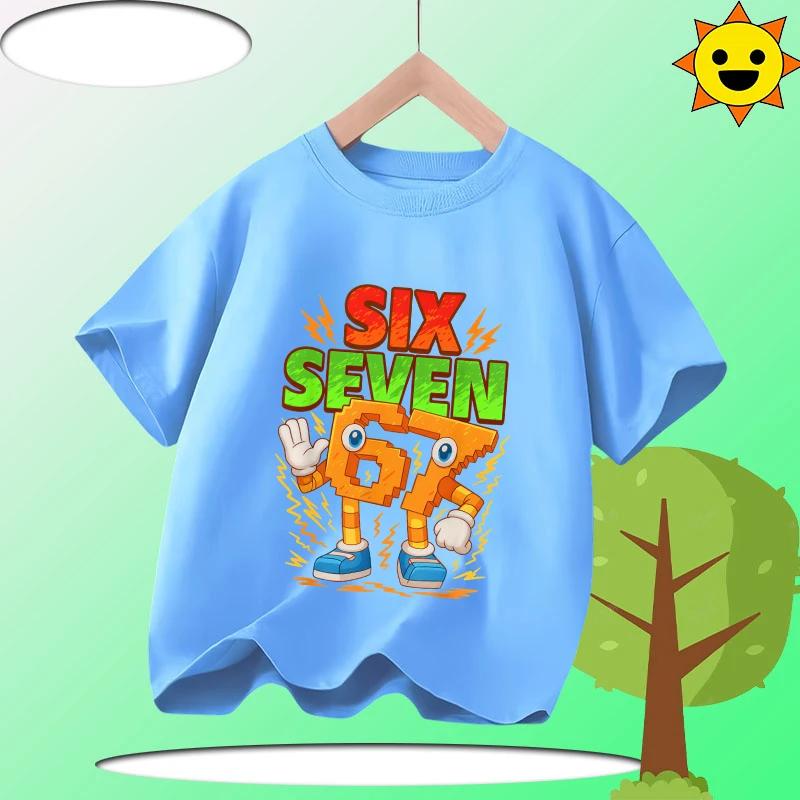 67 Brainrot Children 100% Polyester T-Shirt Boys' Sports Shirt Girls' Casual Top Summer Short Sleeve Personalized Cartoon Print