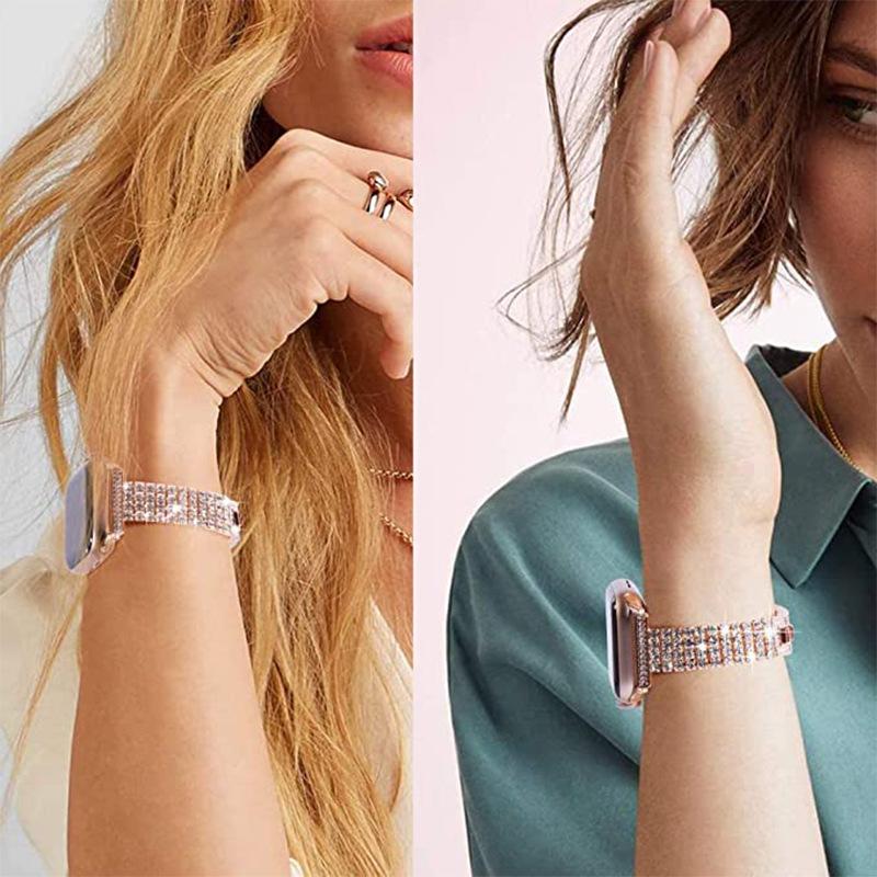 Full Diamond Smartwatch Strap for Apple watch Band 42 46 49 45 44 38 40mm Jewelry Metal Watch Bracelet for iWatch S10 9 8 7 6 5