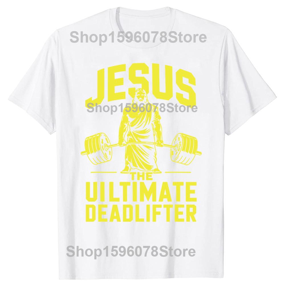 

Funny Vintage Jesus The Ultimate Deadlifter Graphic Tshirt Men Women Hip Hop Oversized T Shirt 100 Cotton Comfort Tshirts S