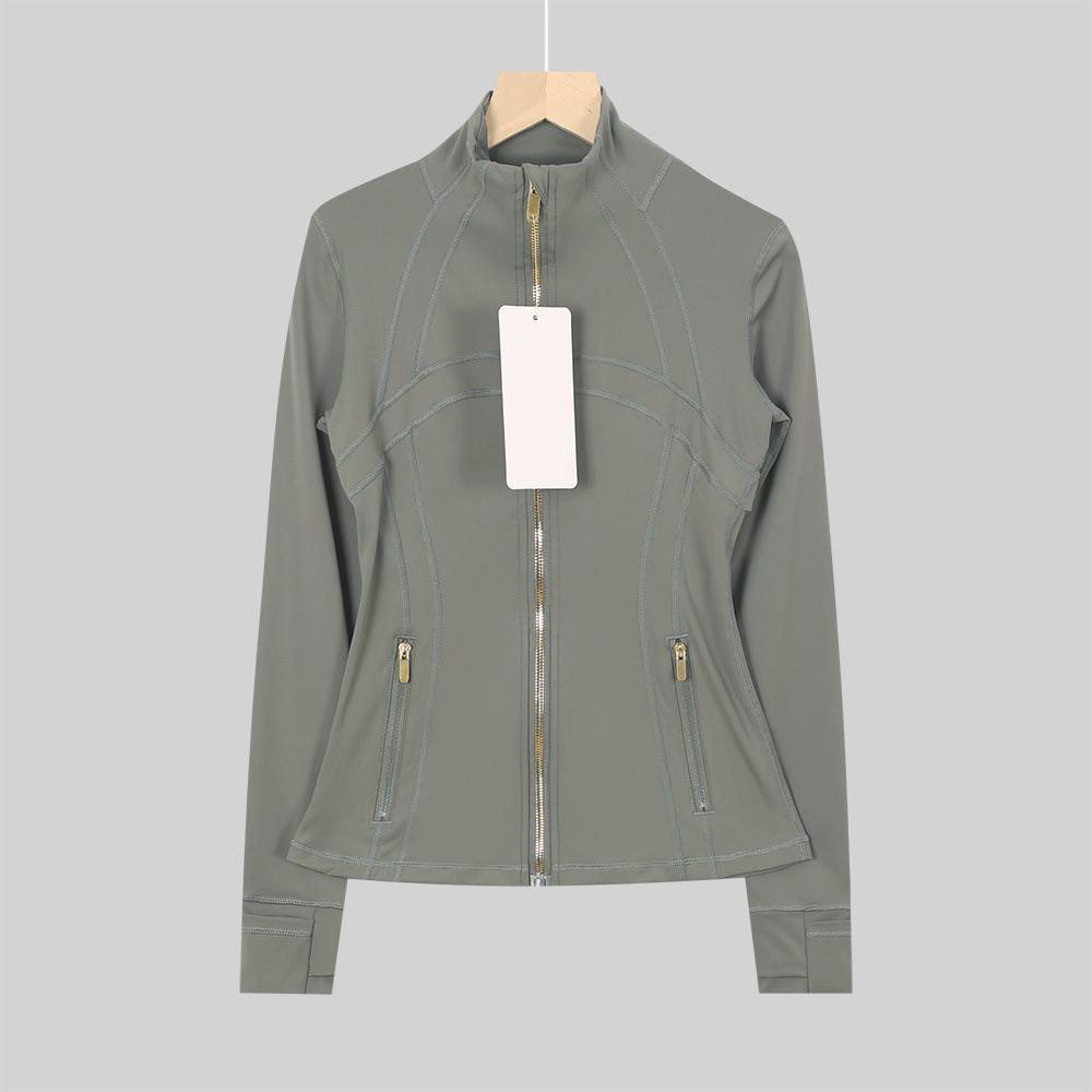 Available: Original Gold Quick-Dry Slimming Fitness Jacket with Stand-Up Collar and Long Sleeves for Running & Yoga.