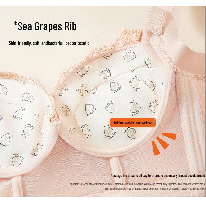 Adjustable Lace Bra - Women's Bust Enhancing, Anti-Side, Thin Cup