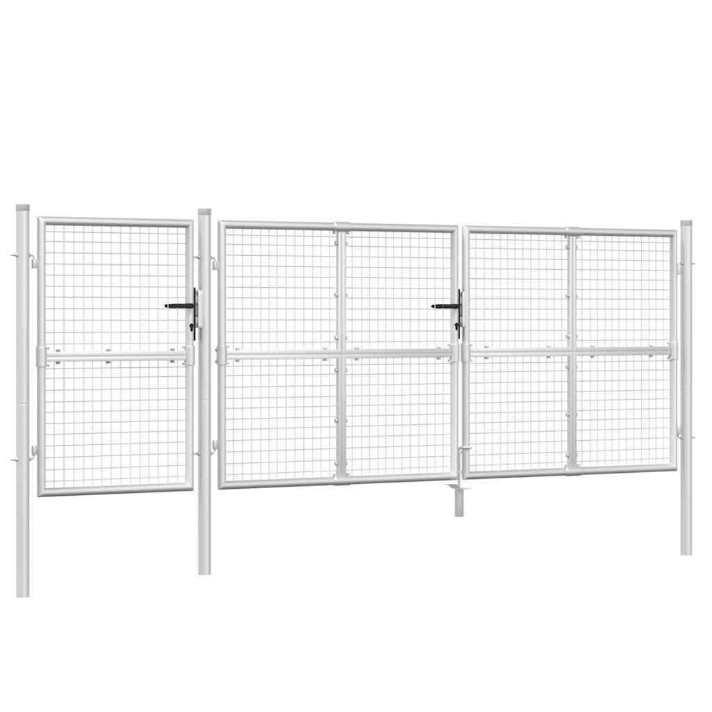 Vidaxl Brama Z Siatki, Srebrna, 400X175 Cm, Galwanizowana Stal