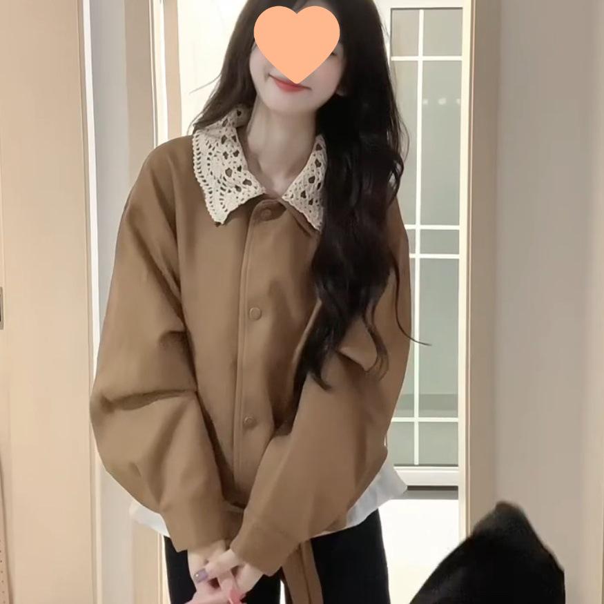 Women's Retro Maillard Brown Jacket - Autumn/Winter 2025, Korean Style Top