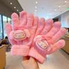 1Pair Kawaii Cute Kuromi Melody Cinnamoroll Kt Cat Gloves Cartoon Five Finger Gloves  Autumn Winter Warm Student Gloves