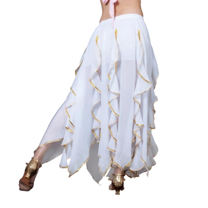 Bauchtanzkostüm für Damen Bauchtanzrock Chiffon Rüschen Maxirock Bauchtänzerin Outfit Halloween Kostüme