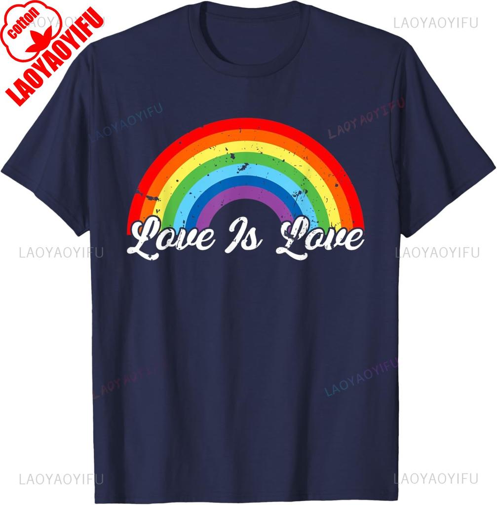 Gay Pride Vintage Rainbow Lgbt Love Is Love TShirt Unisex Unisex Summer Cotton Printed TShirt Casual Streetwear Clothes