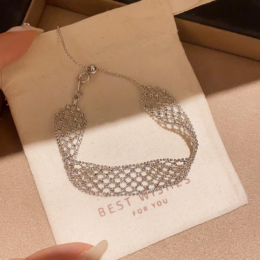 Hollow Weave Metal Mesh Cross Bracelet: European Style, Luxurious & Versatile