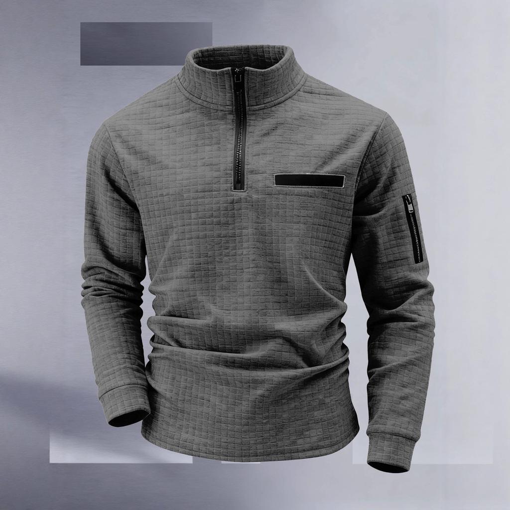 Men S Long Sleeve Polo Shirt Casual Sports Zip Detail Solid Color