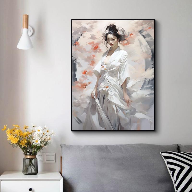 Gorgeous Clothing Japanese Geishas Oriental Women Canvas Painting Wall Art Solemn Posters and Prints Living Room Home Decoration