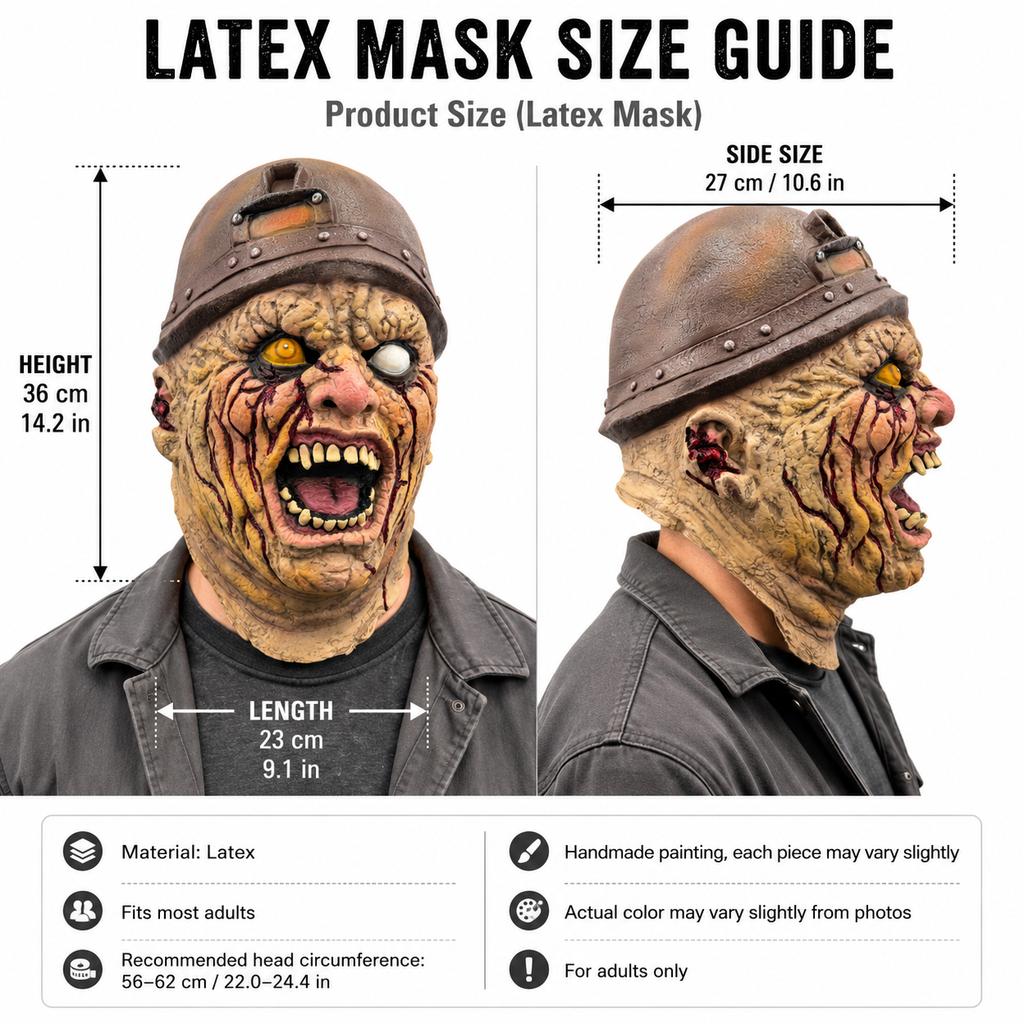 Bloody Miner Zombie Latex Full Head Mask Helmet Halloween Cosplay Props Haunted House Carnival Masquerade Horror Party Decor
