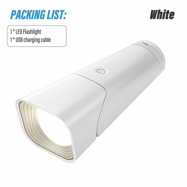 

D2 Rechargeable Flashlight Portable Reading Led Desk Lamp Work Night Light Lamp Head Can Be Rotated Three-Color Dimming Torch белый