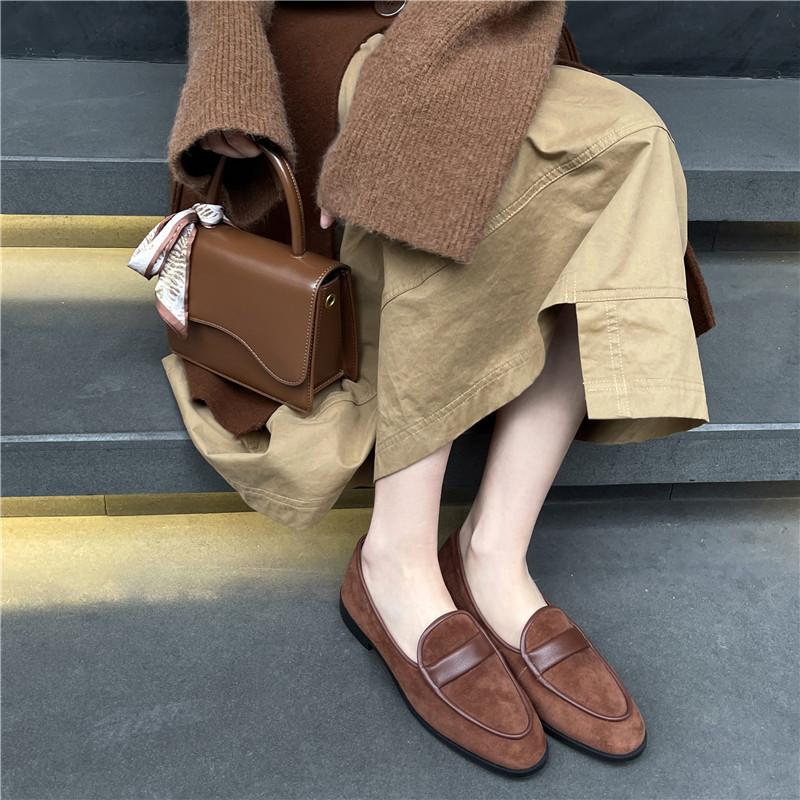 Fashion 2025 New Spring Suede Leather Women Shoes Casual Slip-On Loafers Comfortable Simple Shoes Round Toe Shoes Woman Zapatos De Mujer