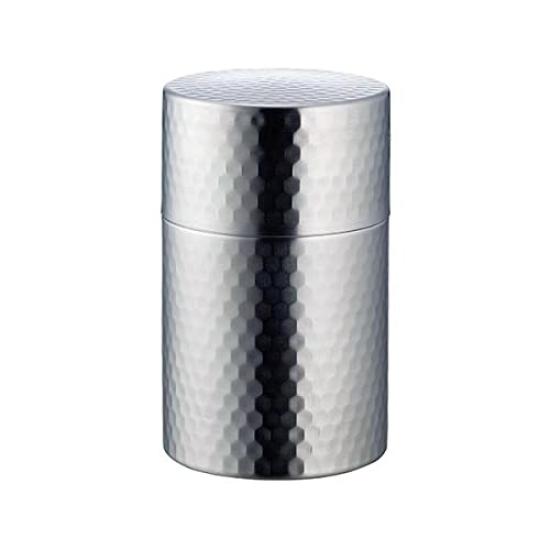 Sato Metal Industry SALUS Stainless Steel Tea Caddy, Hammered Matte Finish, Made in Japan with 18-8 Stainless Steel, Rust Resistant