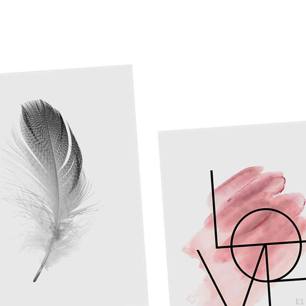 2x Wall Art Paintings Decorative Drawings Feather Design Collectible Decor 30cmx40cm for
