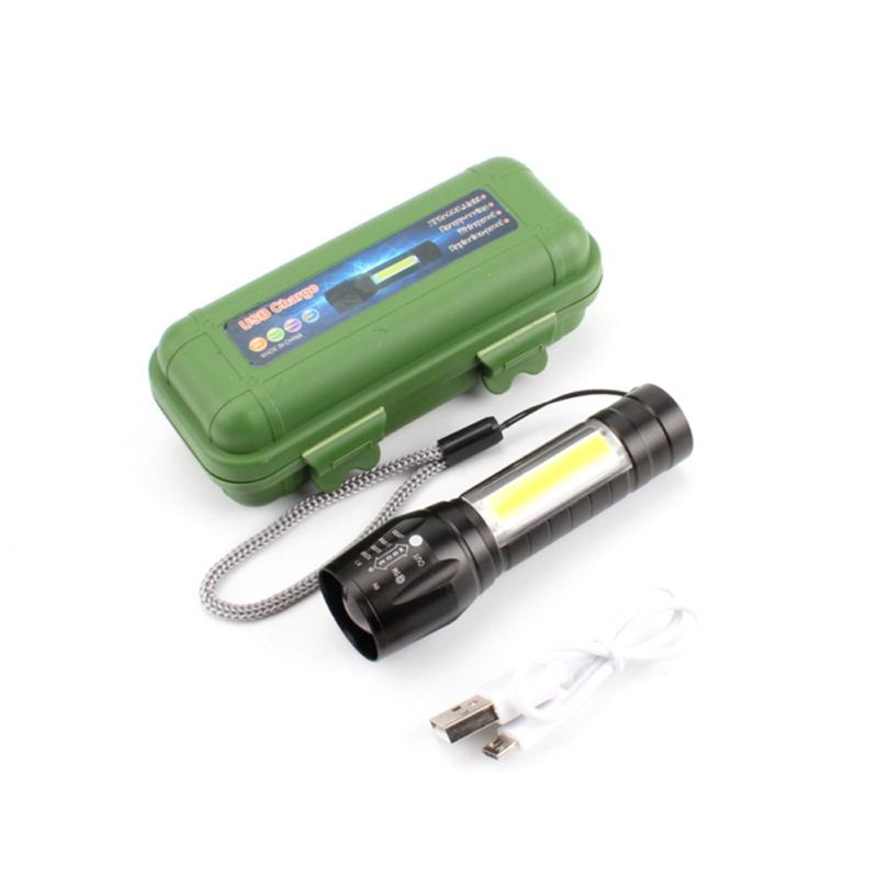 Aluminum Mini COB Zoomable Flashlight Usb Rechargeable Work Light Torch Outdoor Emergency Inspection