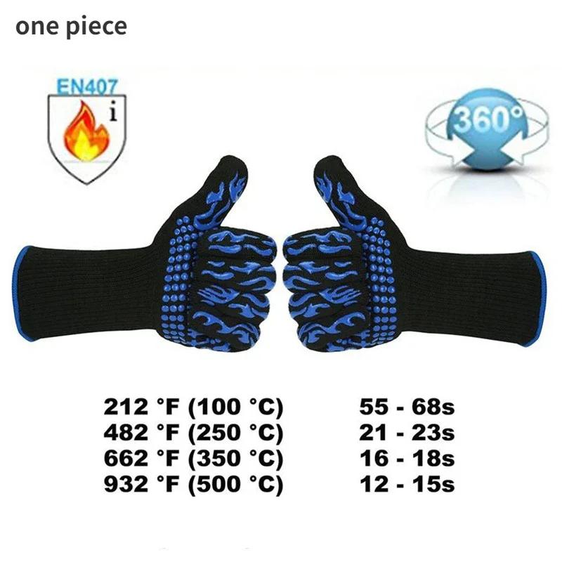 BBQ Oven Gloves High Temperature Resistance Barbecue Mitts 800 Degrees Fireproof Anti Heat Insulation Microwave Glove for Baking