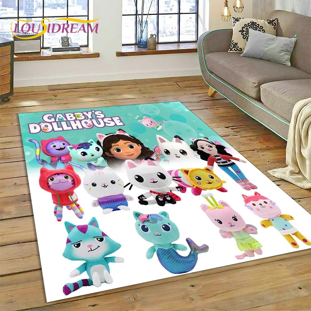 Cartoon Cute Gabbys Dollhouse Girl Rug Carpet for Living Room Bedroom Home Decor,Non-slip Decoration for Sofa Doormat Gifts Kid