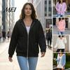 Relaxed Fit Casual Hoodie Women Zip-Up Hoodies, Long Sleeve Sweatshirt with Pockets, Fall Winter Solid Color Drawstring Hooded Coat