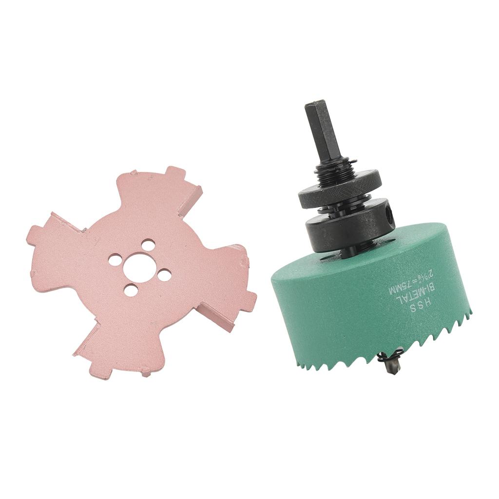 Borderless Spotlight Hole Opener Hex Shank Center Positioning Drill Counterslot Hole Tool Set 75mm