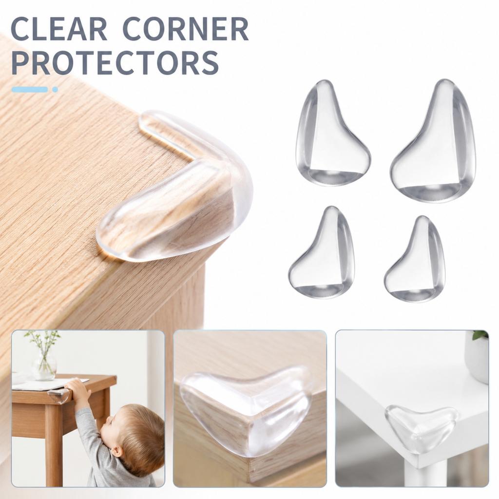 4PCS Transparent Plastic Corner Protectors Table Edge Guards Soft Cushion Pads for Furniture Safety and Surface Protection