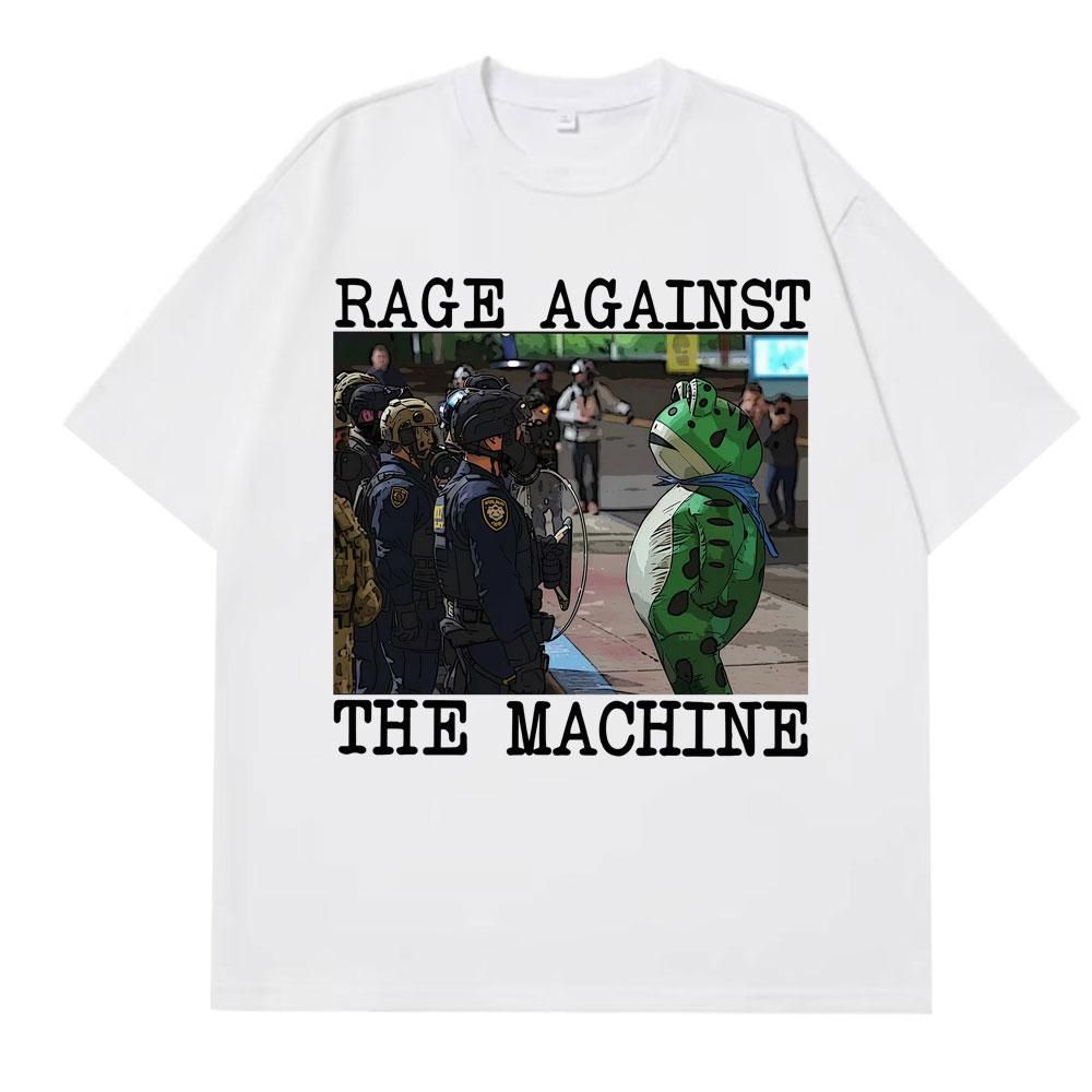 Portland Frog Protest Meme Frog Viral Meme Tshirt Mens Women 100 Cotton Hiphop Tshirts Shortsleeved Casual Loose Tshirts
