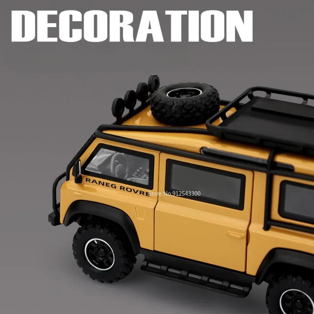 1:32 Land Rover Defender Range Rover Car Model Toy Shock Absorption Pull Back Off-road Vehicle Sound Light Gifts for Kids