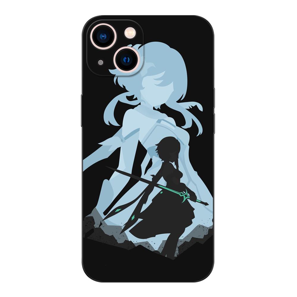Schwarze TPU-Hülle für Samsung Galaxy S6 s7 s8 s9 plus Rückseite Genshin Impact Anime