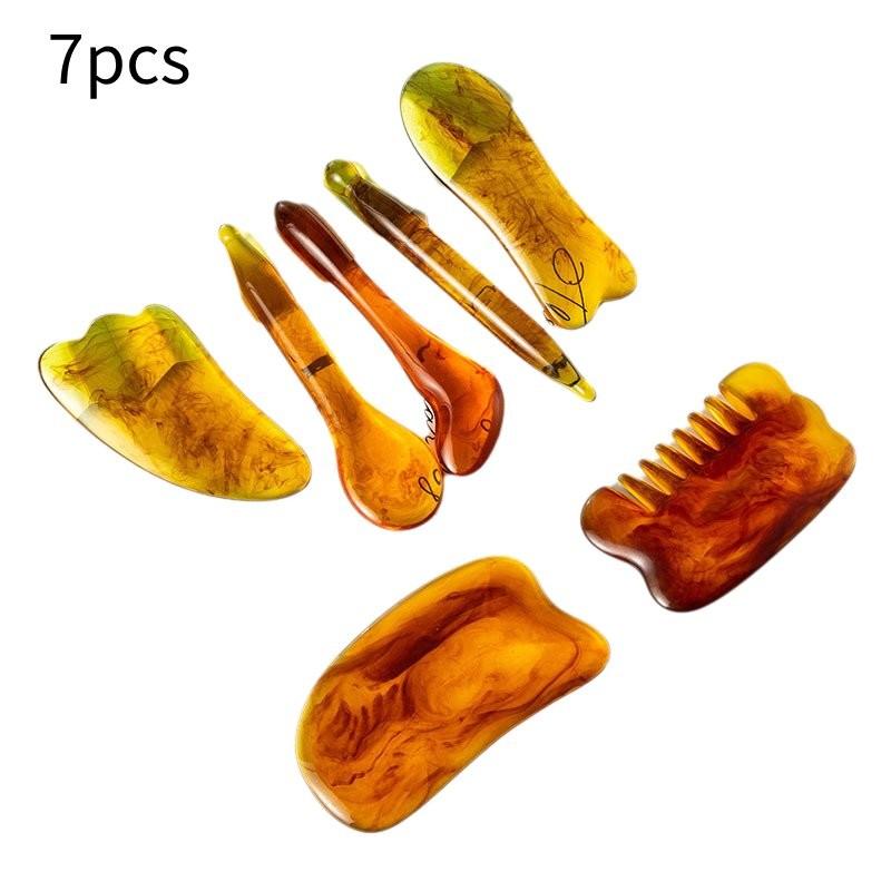 

Scraping Gua Sha Massage Tool Seven Piece Set Beauty Skin Physical Care Health янтарь
