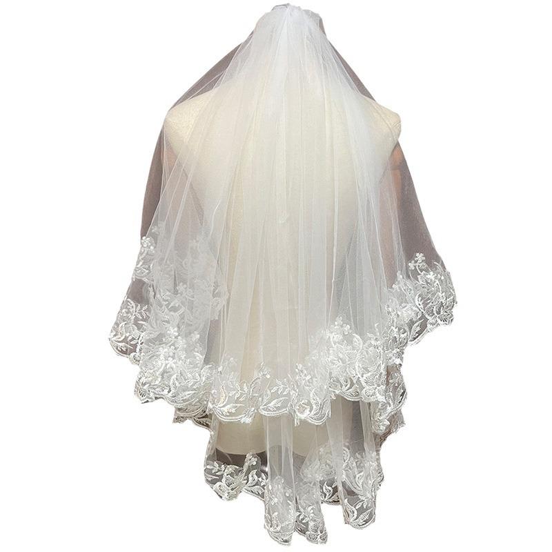 Double Layer Bridal Veil with Sequin Lace Trim