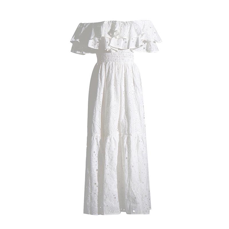 

Платье в стиле бохо на одно плечо с вышитой юбкой-оборкой для женщин (Стиль 2025 года)