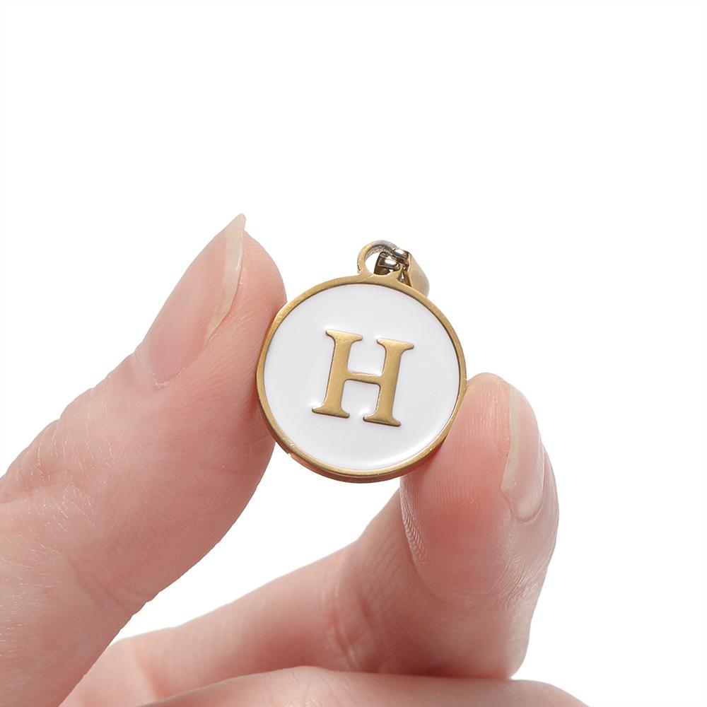 1pcs/pack Stainless Steel 26 Alphabet A-Z Letters Round White Pendants For DIY Bracelet Necklace Jewelry Making Accessories