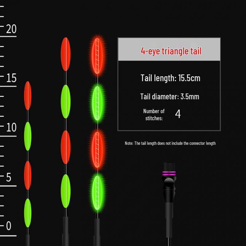 Color-Changing Dual-Use Luminous Fishing Float with Replaceable Tail for Day and Night Fishing