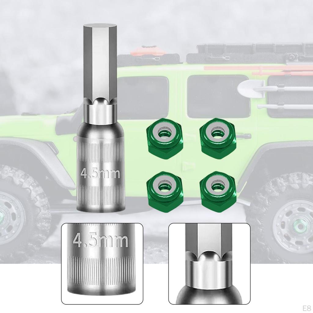 4 Pieces 1/30 Wheel Nuts RC Car Accessories Easy Installation for Crawler Nut Tool