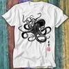 Octopus Japanese Calligraphy Gyotaku Anime Manga Black White T Shirt Top Tee 282