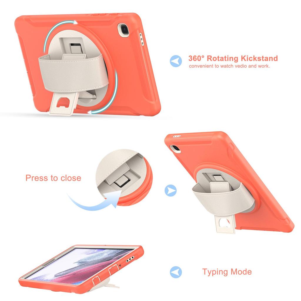 Schutzhülle für Samsung Tab A7 Lite (8,7 Zoll) mit 360° drehbarem Ständer und elastischer Handschlaufe