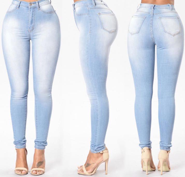

2023 Women s Elastic Denim Skinny Pants - European & American Style, South & Central American Influence, Inventory Clearance Medium світло-синій колір
