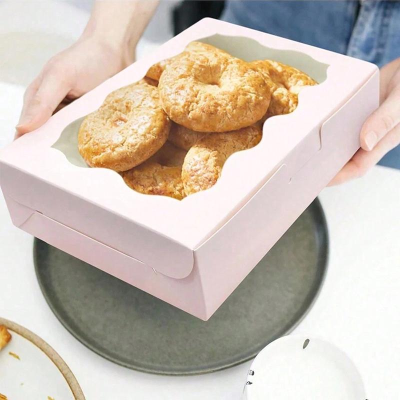 10 Peças Caixa para Bolo de Padaria com Janela Caixa para Doces Biscoitos Sobremesas Donuts Para Festa de Casamento Aniversário Suprimentos Embalagem de Presente de Natal