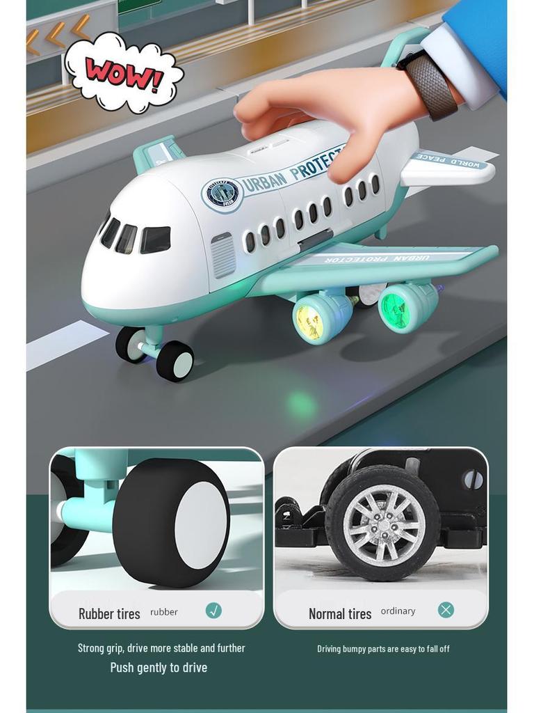 Extra Large Inertial Toy Airplane with Storage, Lights & Music - Educational Toy Set for Kids