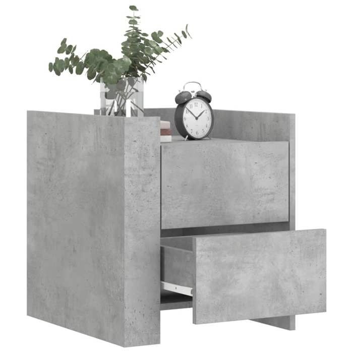 VidaXL Table de chevet gris béton 45x50x50 cm bois d'ingénierie, meuble de chevet, table d'appoint, armoire de lit, armoire 848286