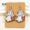 Pink Bow Pumpkin Drop Earrings 1 Pair Acrylic Ghost for Women, Halloween Cute Dangle Hypoallergenic Sensitive Ears with Bucket And Party Costume