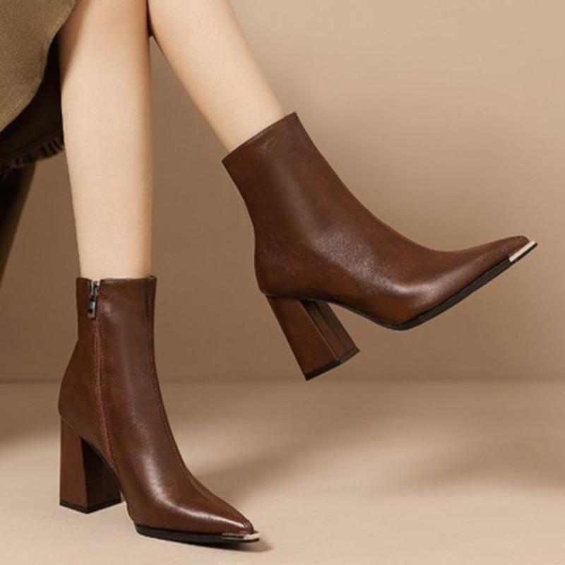 New Trend Women Ankle Boots Sexy Pointed Toe Heeled Shoes Chunky Fashion Pumps  Winter Woman High Heels Goth Chelsea Botas