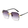Vintage Rimless Square Sunglasses Woman Luxury Fashion Oversized Sun Glasses Female Retro Pink Black Gradient Mirror Oculos