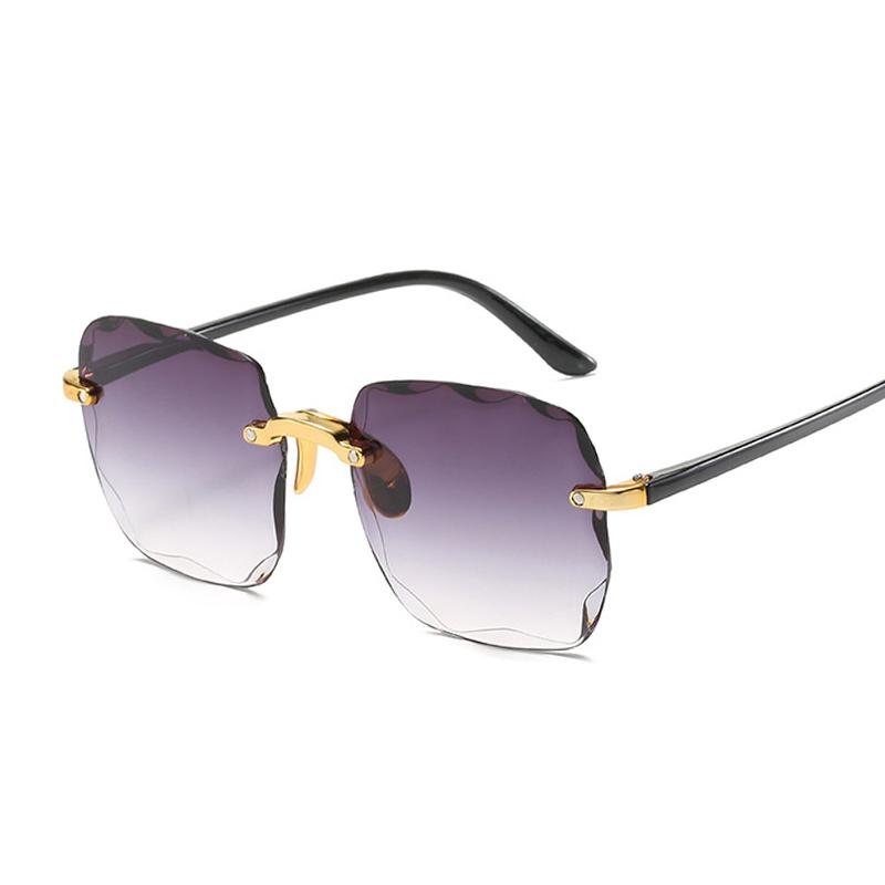 Vintage Rimless Square Sunglasses Woman Luxury Fashion Oversized Sun Glasses Female Retro Pink Black Gradient Mirror Oculos